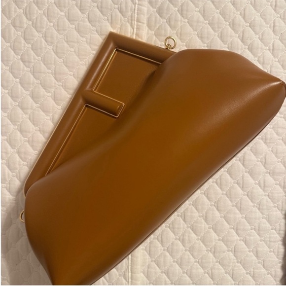 FENDI First Midi Nappa Leather Clutch Brown Camel Gold Hardware - Picture 7 of 12
